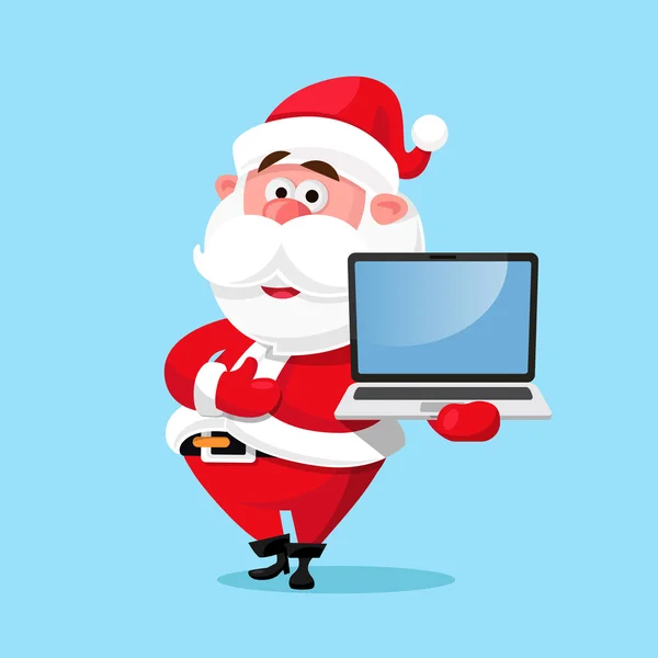 Illusztráció egy laptop, Santa Claus — Stock Vector