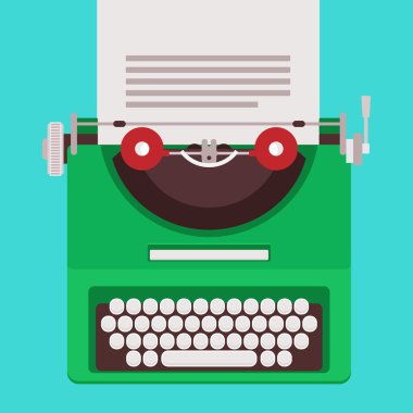 Düz bir tarzda yapılmış yeşil daktilo