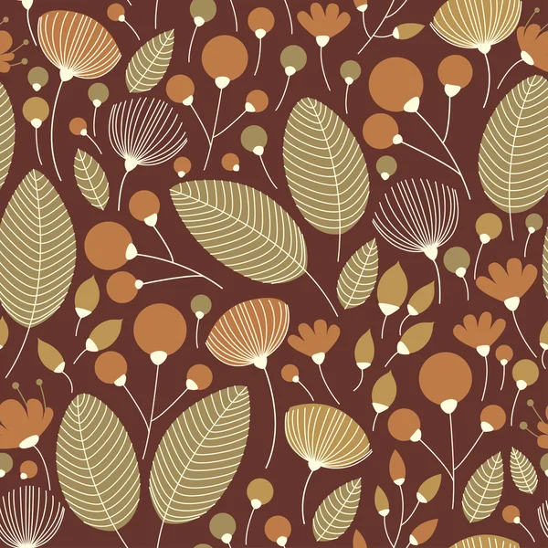 Motif floral sans couture avec les feuilles . — Image vectorielle