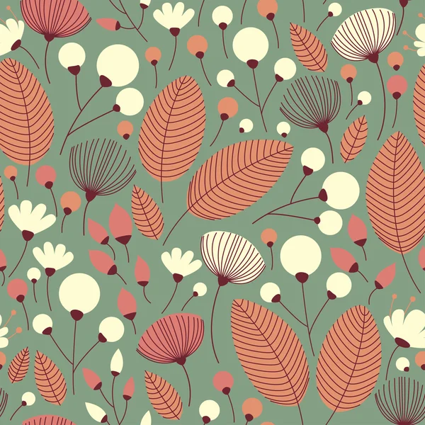 Patrón sin costura floral con las hojas . — Archivo Imágenes Vectoriales