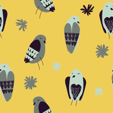 küçük kuşlar ile vektör seamless modeli