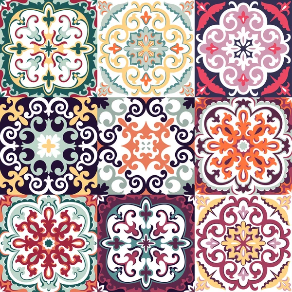 Set de vectores con hermoso fondo de baldosas ornamentales sin costura — Vector de stock