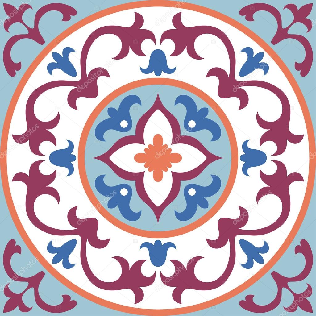 Set with Beautiful ornamental tile background. 