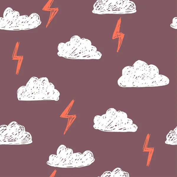 Eenvoudige Kinder doodle patroon. Doodle patroon met wolken. — Stockvector