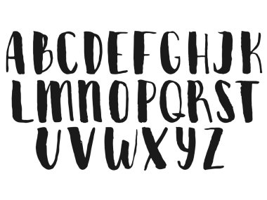 elle çizilmiş vektör alfabesi.