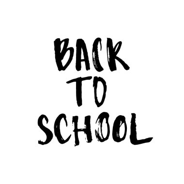 Geri okul kaligrafi tasarımları - çizilmiş yazı ifade, beyaz arka plan üzerinde izole el.