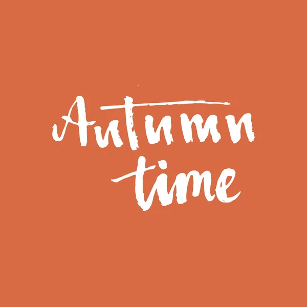 Tiempo de otoño. Ilustración vectorial estacional de composición de letras de otoño manuscrita — Vector de stock