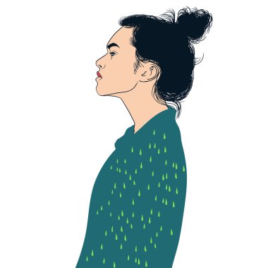 Kız üzerinde yeşil ceket