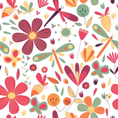 Süslü sorunsuz çiçek deseni.