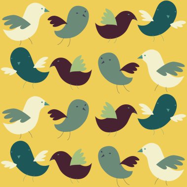Retro tarzı stilize kuşlar desenle.