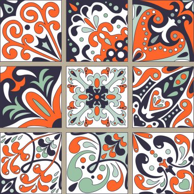Set with Beautiful seamless ornamental tile.
