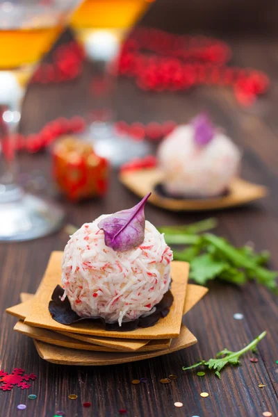 Aperitivo de bolas de caranguejo-queijo — Fotografia de Stock