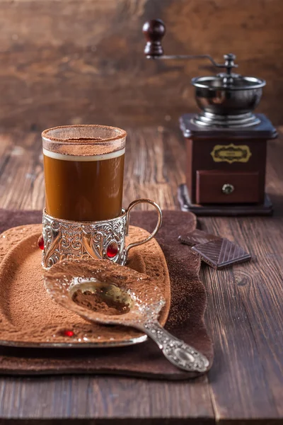 Káva s čokoládou v glass cup — Stock fotografie