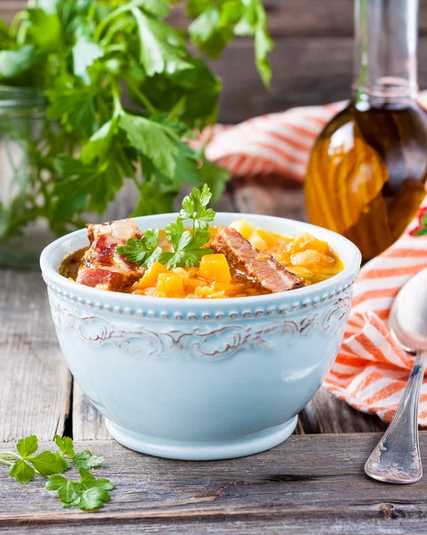 Pumpkin soup with lentils — Stock Image Pumpkin soup with lentils Royalty Free Stock Photos