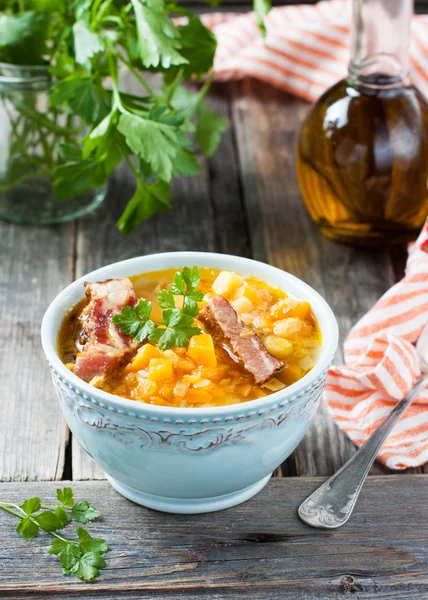 Pumpkin soup with lentils — Stock Image Pumpkin soup with lentils Royalty Free Stock Photos