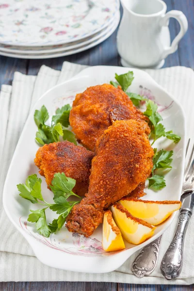 Frango frito crocante pão — Fotografia de Stock