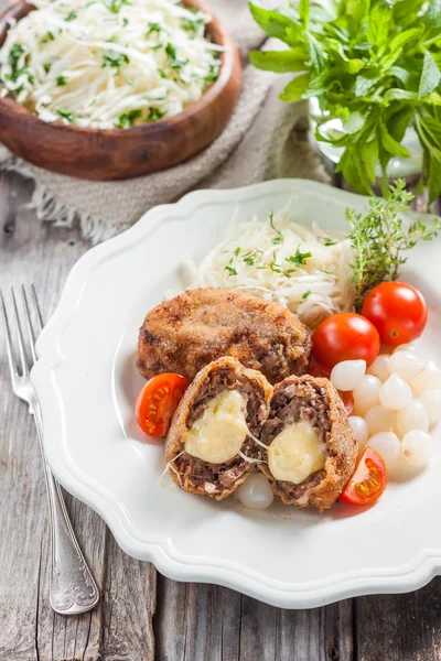 Meat cutlets with cheese. — Stock Photo, Image
