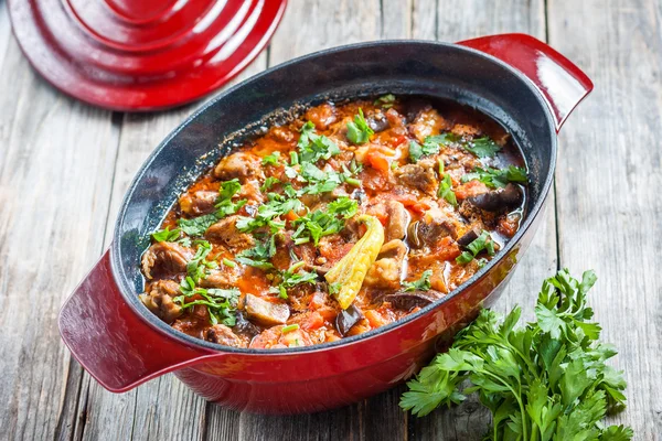 Agnello brasato con melanzane — Foto Stock