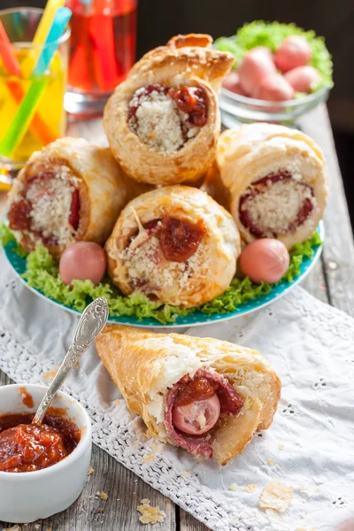 Pizza cone with sausages — Stock Photo, Image