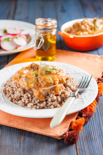 Meat, stewed in tomato sauce — Stock Image Meat, stewed in tomato sauce Royalty Free Stock Images