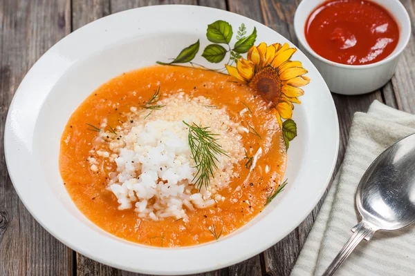 Puré de sopa vegetariana con verduras y arroz —  Fotos de Stock