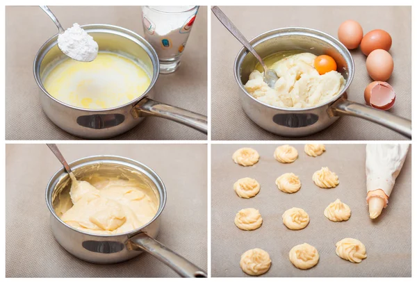 Receita profiteroles de choux pastry.step por passo cozinhar — Fotografia de Stock