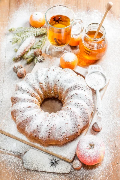Traditionelle Weihnachtsfruchtkuchen Pudding — Stockfoto