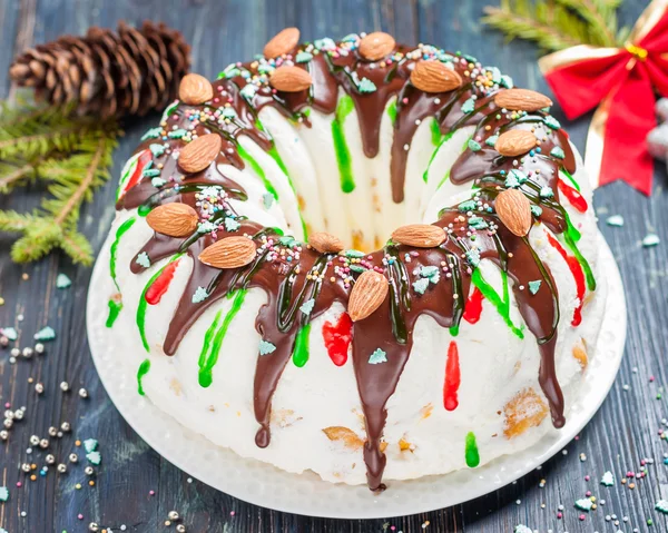 Christmas ice-cream cake. — 图库照片