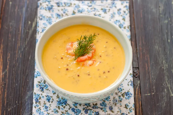 Pumpkin Soup with Quinoa and shrimp — Stock Image Pumpkin Soup with Quinoa and shrimp Stock Picture