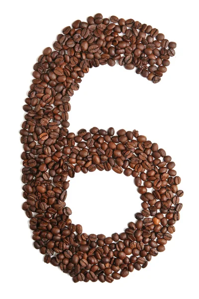 Szám 6 szemes kávé — Stock Fotó
