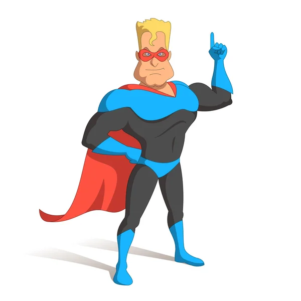 Супергерой в маске, указательный палец вверх. — стоковый вектор