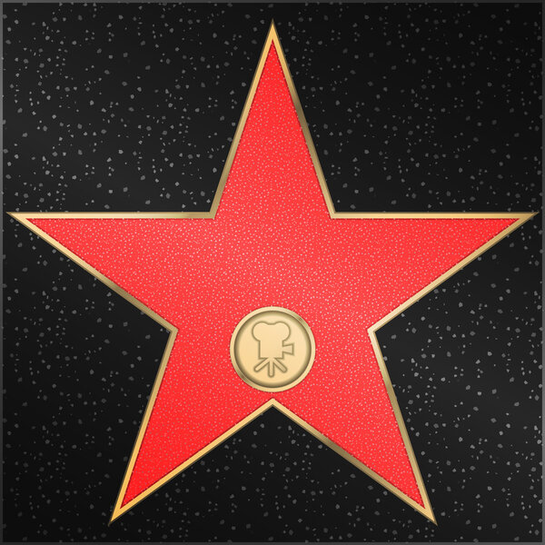 Star. Hollywood Walk of Fame - Classic film camera representing motion picture. Vector