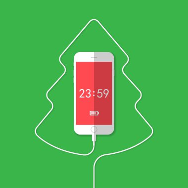 Telefon, Tel, yılbaşı ağacı, saat