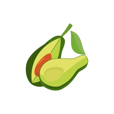 Avokado Düz Tasarım Meyve İllüstrasyon İşareti