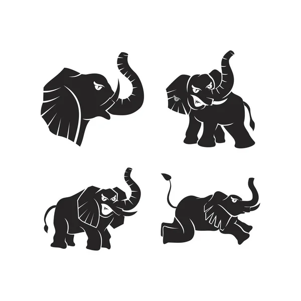 Elefant Tier Maskottchen Template Set — Stockvektor