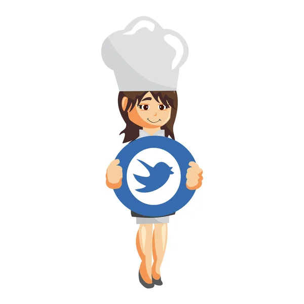 Chef Woman Character Creation Modelo Ilustração Dose Traga Tablet — Vetor de Stock