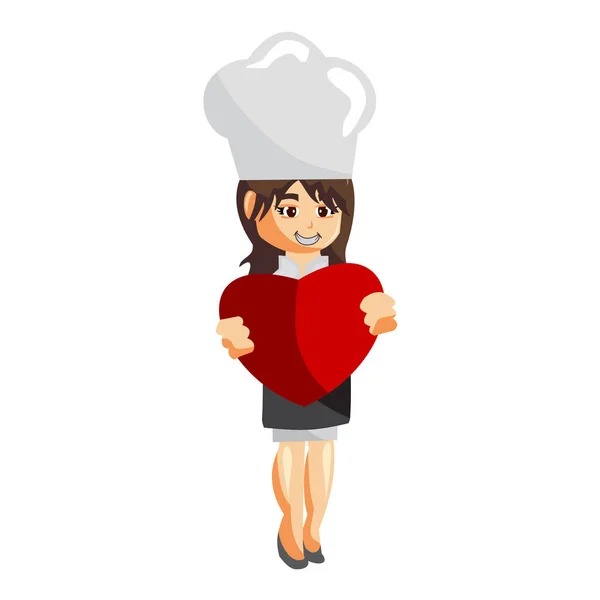 Chef Kok Vrouw Karakter Creatie Illustratie Template Pose Take Liefde — Stockvector