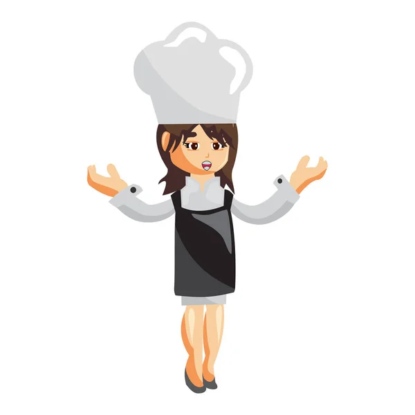 Chef Creazione Personaggio Donna Illustrazione Template Pose Gesture — Vettoriale Stock