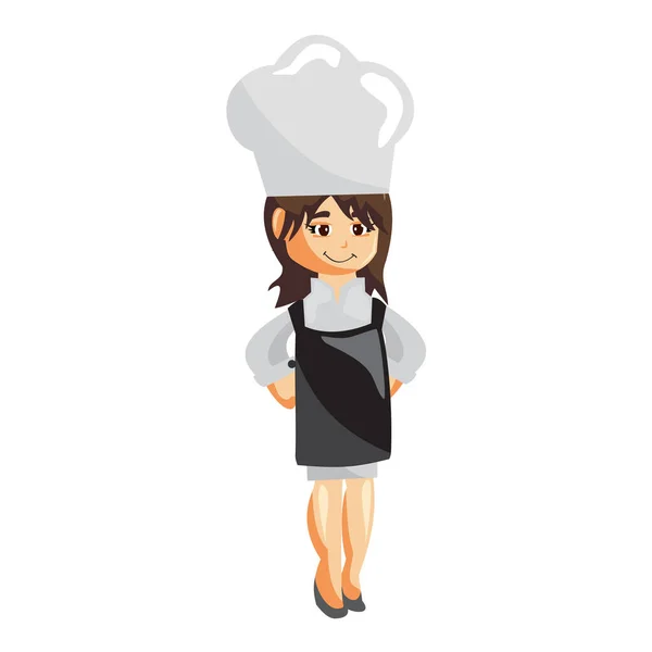 Chef Frau Geste Charakter Kreation Illustration Vorlage Pose — Stockvektor