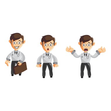 Doktor Man karakterleri hastane hekimi kıyafetleri çizim seti