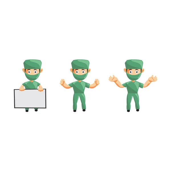 Krankenschwester Mann Krankenhaus Charakter Kleidung Gesundheit Maskottchen Set — Stockvektor