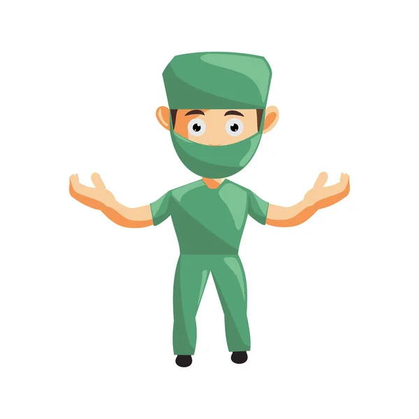 Infirmière Homme Hôpital Personnage Vêtements Santé Mascotte Confus — Image vectorielle