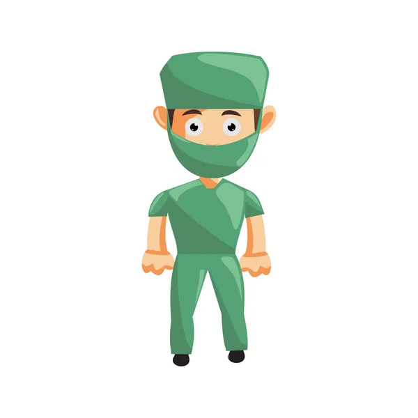 Nurse Man Hospital Character Clothes Healthcare Mascot Standing — Stock Vector