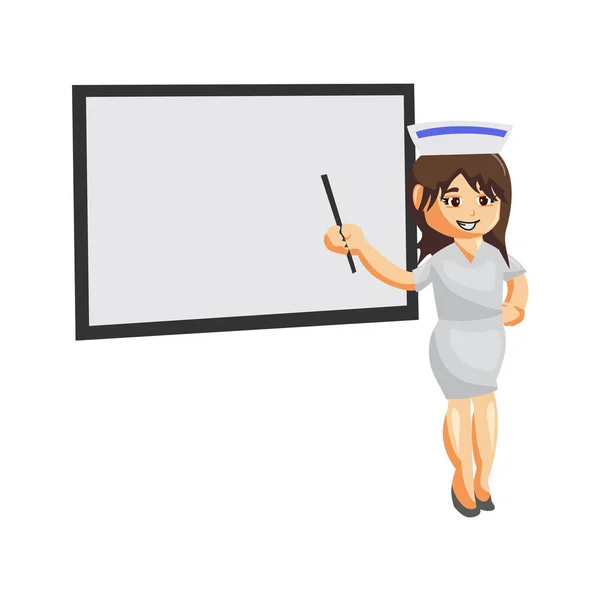 Nurse Woman Hospital Character Clothes Healthcare Mascot Blank Board — Stock Vector