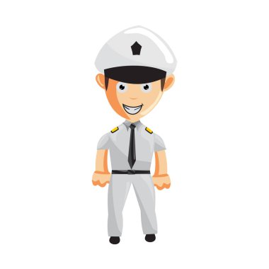 Uçak Pilotu Çizgi Film Karakteri Üniformalı Uçak Yüzbaşısı