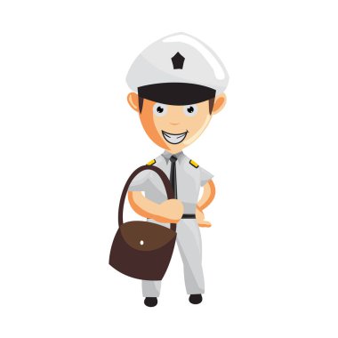 Uçak Pilotu çanta getir Çizgi film Karakteri Uçak Yüzbaşısı Üniformalı