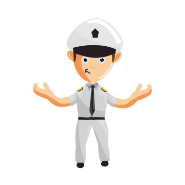 Uçak Pilotu El, Çizgi Film Karakteri Uçak Kaptanı Üniformalı Hoş Geldin