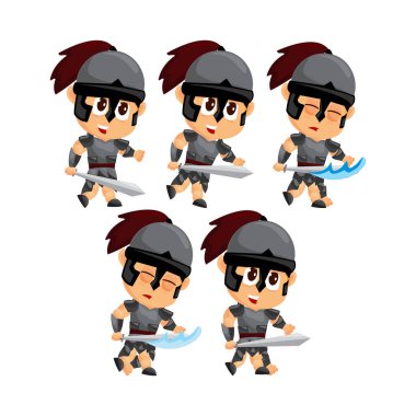Sparta Çizgi Film Saldırısı Oyun Karakteri Canlandırma Sprite Şablonu
