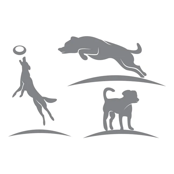 Dog Pet Set Modelo Design Ilustração Animal Emblema Mascote — Vetor de Stock