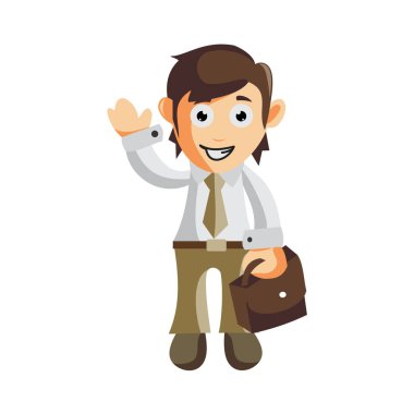 İş adamı, bavul çizgi film karakteri İllüstrasyon tasarımı yaratımı izole edildi